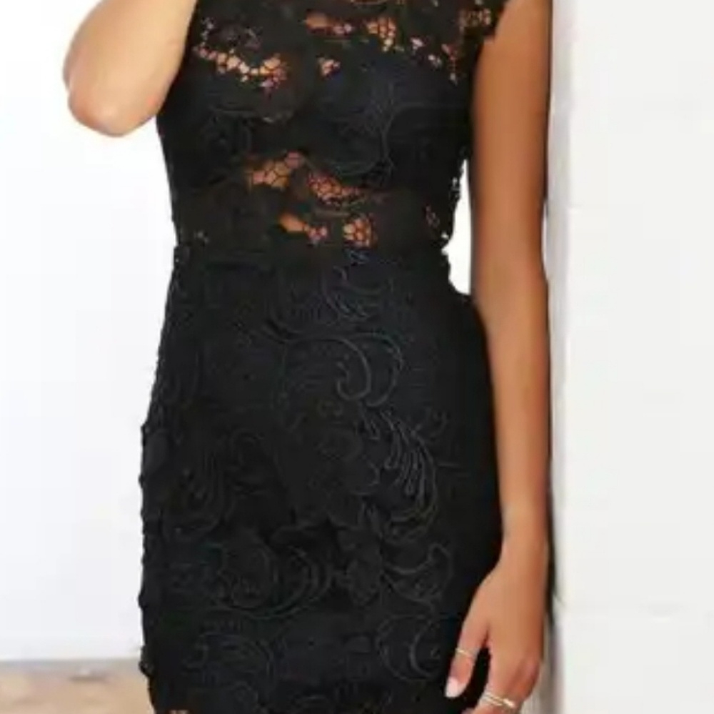 Black Sheer Lace Illusion Dress